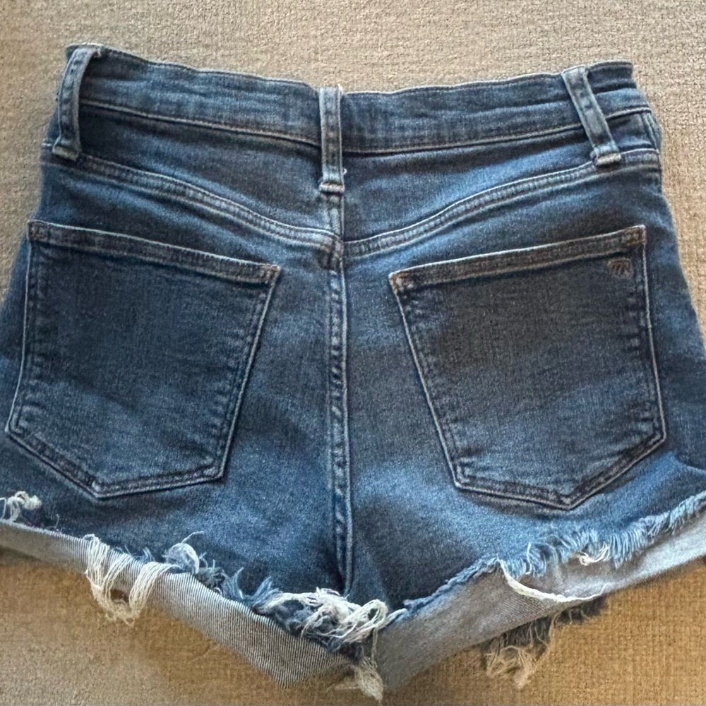 Madewell High Rise Denim Shorts Size 24 Distressed Raw Hem Blue Jean Shorts - Picture 4 of 4